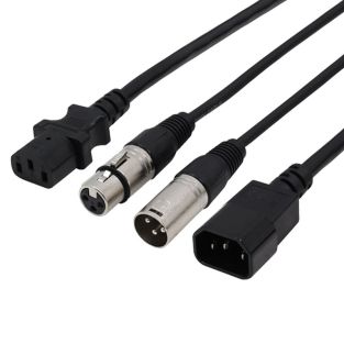 LEDJ 3 m combikabel IEC + 3-polige XLR/DMX male-female