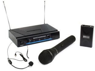 Qtx Sound VHN2 draadloos handheld headset microfoon systeem VHF 174.1 + 175.0MHz
