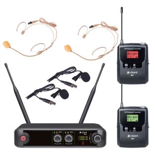 Chord XU2-B Microfoon systeem met 2 bodypack nekband - dasspeld microfoons