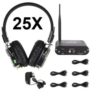 W-audio  Silent disco set met 25 Koptelefoons incl zender en lader