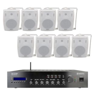 Horeca, kantoor of winkel geluidsinstallatie 8 speakers en WiFi versterker