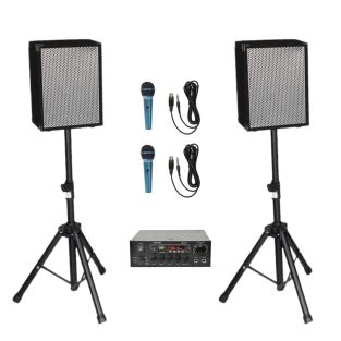 Voordeel karaoke Partyset met speakers, versterker en 2 microfoons