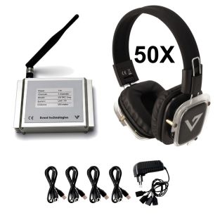 Event Technologies Silent disco set met 50 Koptelefoons incl zender en lader