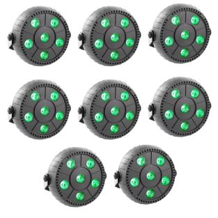 Set van 8 stuks BoomTone DJ MegaLed 6x3w LED par