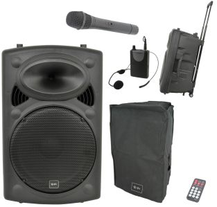 QR12PA draagbare PA-luidspreker met TWS + UHF hoes headset en microfoon