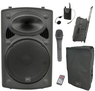 QR15PA draagbare PA-luidspreker met TWS + UHF hoes headset en microfoon