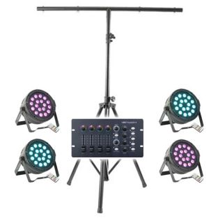 Complete licht set met Par spots, statief, kabels en DMX controller