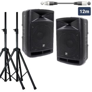 Complete geluidsinstallatie Travelsound 12VHF inclusief statieven, microfoons en headsets