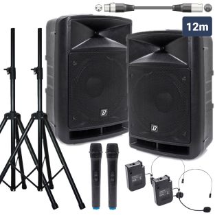 Complete geluidsinstallatie Travelsound 15VHF inclusief statieven, microfoons en headsets