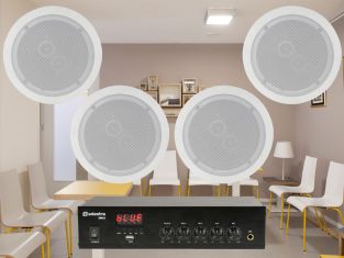 Adastra wachtkamer installatie 2 4x 100V luidsprekers + versterker