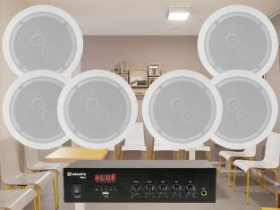 Adastra wachtkamer installatie 3 6x 100V luidsprekers + versterker