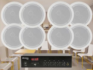 Adastra wachtkamer installatie 4 8x 100V luidsprekers + versterker