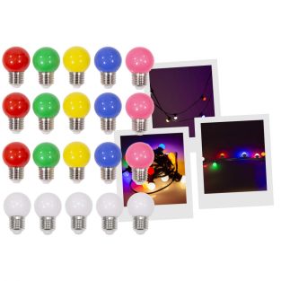 	Mac Mah 20 gekleurde LED lampen Feestverlichting lichtsnoer E27 Fitting