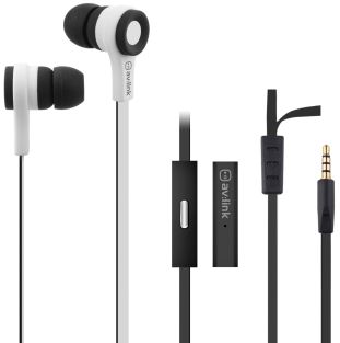 AV:link Stereo-oortjes met handsfree-functie Wit zwart
