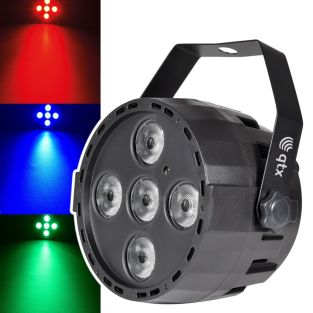 QTX PAR-20 mini LED PAR-spot 5 x 4 W RGBW met afstandsbediening, 8 DMX-kanalen