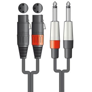 Dj Stunter 2 x XLR Female naar 2 x 6,3 mm mono-jackpluggen