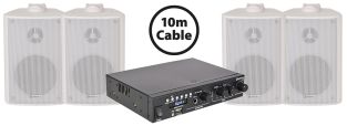 Adastra Achtergrond Muziek set wit BC 3 speakers en A22 versterker