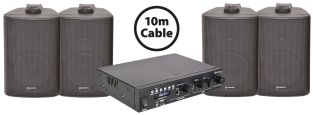 Adastra Achtergrond Muziek set zwart BC 3 speakers en A22 versterker