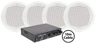 Achtergrond muziek set met  4 inbouw speakers
