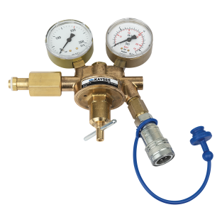 Showtec CO2 Q-Lock drukregelaar met twee manometers 5-10 bar