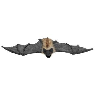 Harige Vleermuis 40 cm – Halloween Hangdecoratie met Rode Ogen