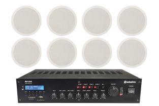 Adastra Shop 8 inbouwspeakers + 100 volt versterker Bluetooth 120W