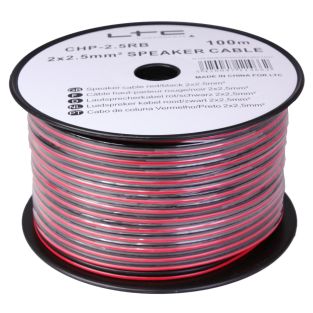 Luidsprekerkabel Rood/zwart 2X2,5MM² 100 meter