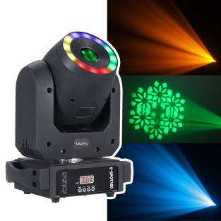 Ibiza E-SPOT100 DMX bestuurbare 100W LED spot movinghead met RGB LED ring