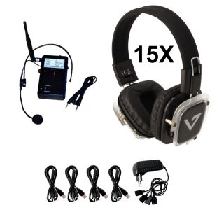 Event Technologies Silent disco set met 15 Koptelefoons incl headset zender en lader