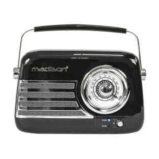 Madison FREESOUND-VR40B zwarte vintage retro radio met Bluetooth , USB