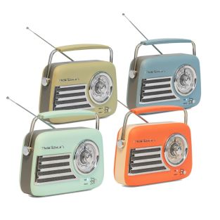 Trendy draagbare radio in retro design verkrijgbaar in 4 matte kleuren