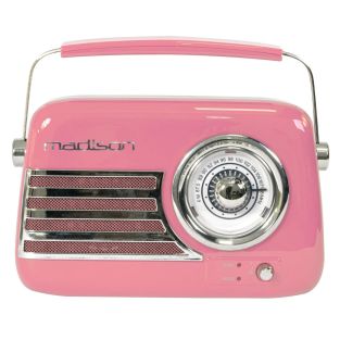 Madison FREESOUND-VR40P Roze vintage retro radio met Bluetooth , USB