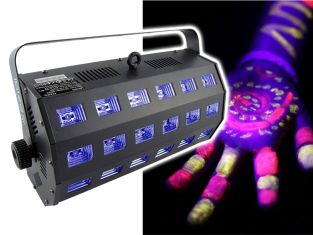 Ibiza LED-STUV24 2-in-1 UV blacklight, witte LED en strobo DMX