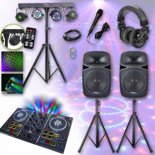 Ibiza Speakerset + lichtshow + Partymix Dj Controller + Hoofdtelefoon