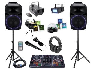 Ibiza PKG12 DJ Controller speakerset 2x 400W met lichtshow