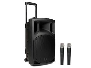 Qtx QX15PA-plus Mobiele Bluetooth PA Luidspreker Box Accu Trolley USB/SD/FM radio 800W