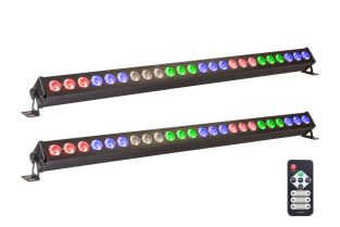 Set van 2 Ibiza LEDBAR24-RC DMX gestuurde RGBW ledbar 24X4W 