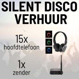 Verhuur Silent Disco, 15 hoofdtelefoons 1 zender