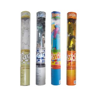 Funny Fashion Transparant 40cm confetti kanon wit zilver goud of multicolor