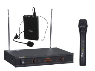 Ibiza VHF2H 2 kanaals draadloos handheld en headset microfoon systeem VHF