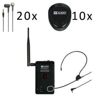 Draadloos Yoga set met 1 zender 10 ontvangers en 20 wegwerp oortjes